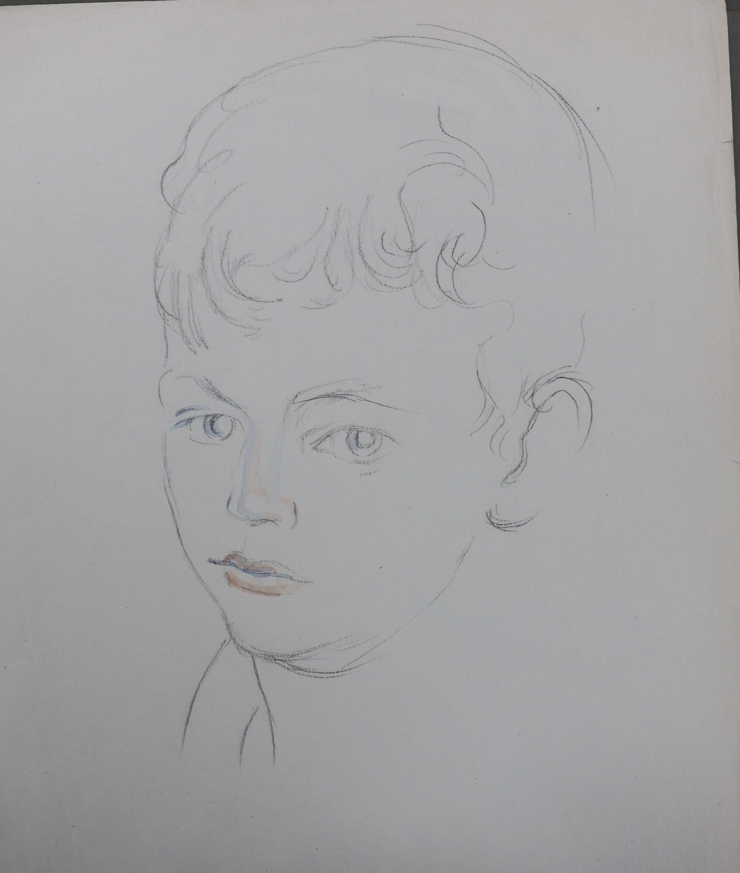 Athene Andrade (1908-1975), a folio of assorted watercolour and coloured pencil portrait sketches, approximately 39 x 28cm